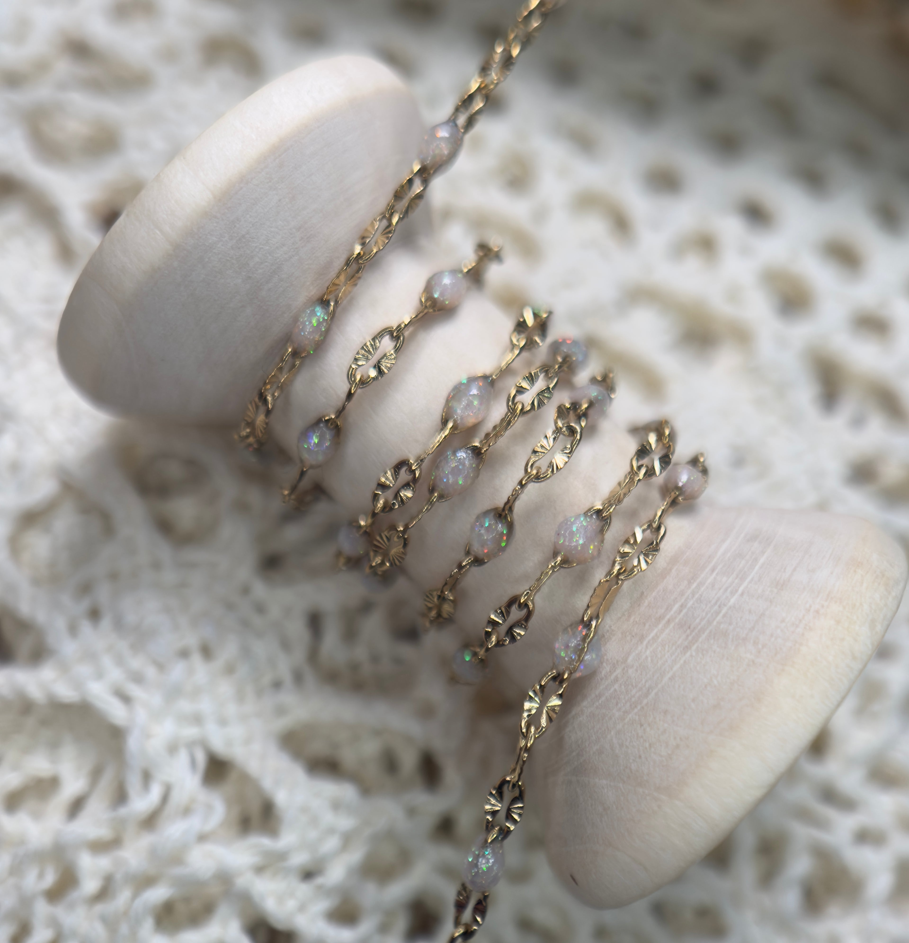 Opal Sunburst lip | 14k PVD Gold Surgical Stainless Steel Sunburst lip Chain