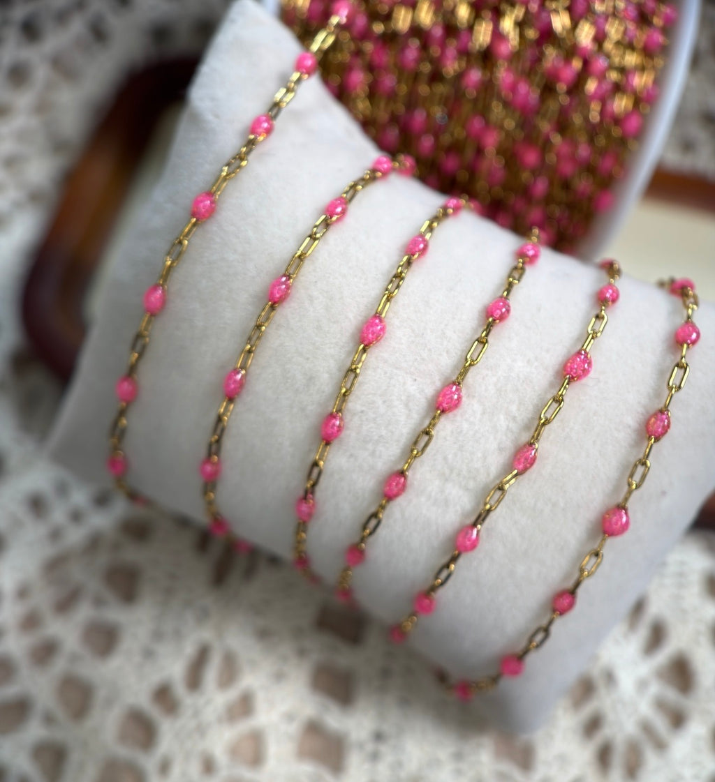 Pretty in Pink Sunburst Paperclip Chain