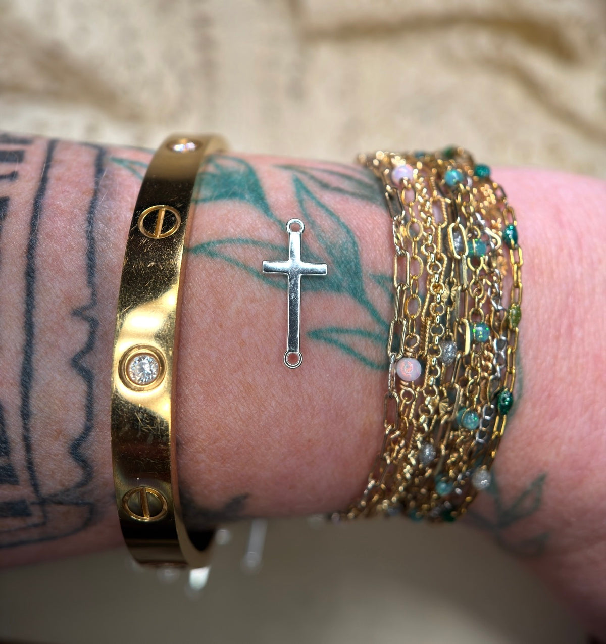 Sterling silver Cross connector charm