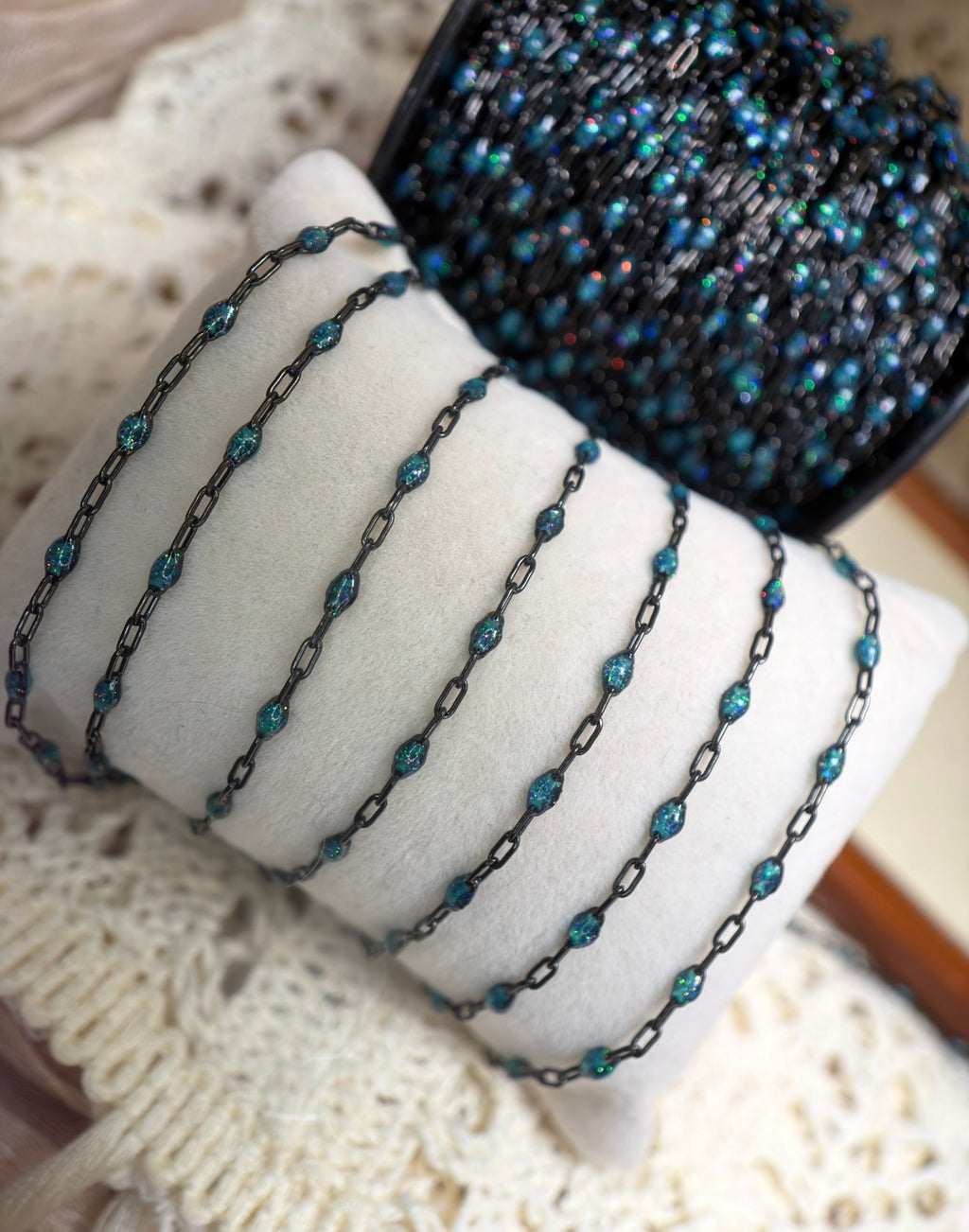 Beyond the Stars: Black Sunburst Galaxy Chain
