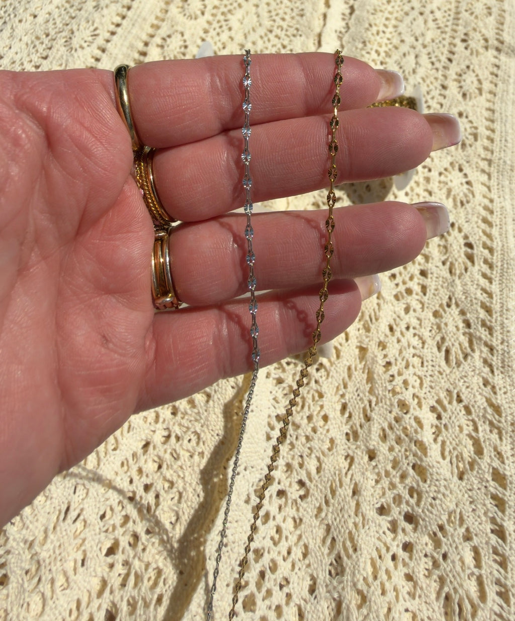 14k PVD Gold & 316 Stainless Steel Sunburst Paper Clip 1:1 Chain