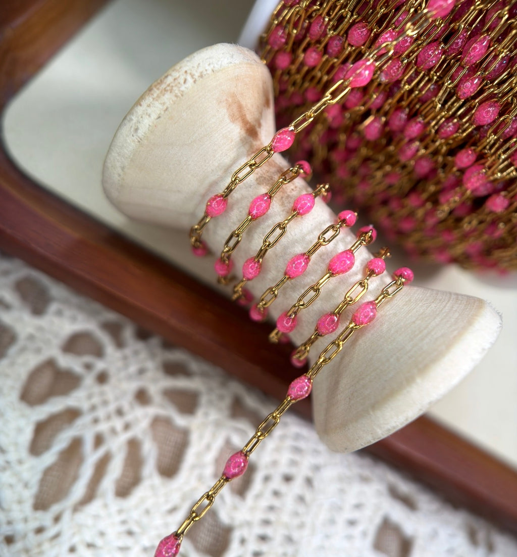 Pretty in Pink Sunburst Paperclip Chain