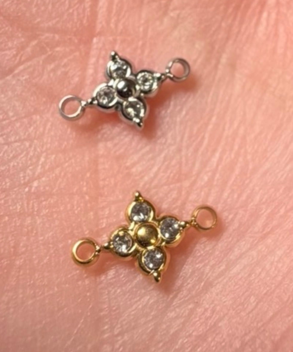 Petals & Sparkle – CZ Flower Connector Charm