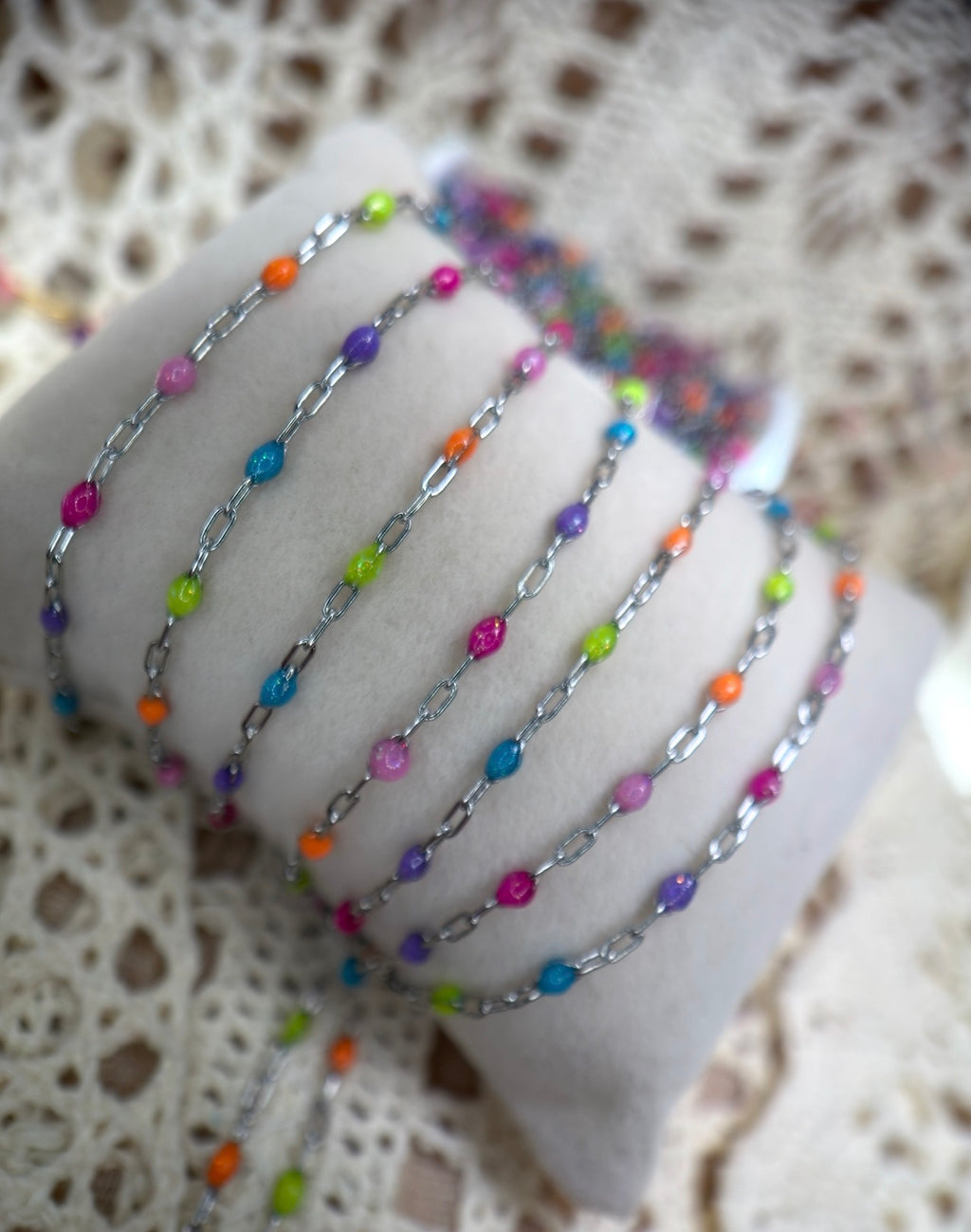 Electric Cowgirl Neon Sunburst Paper Clip Chain