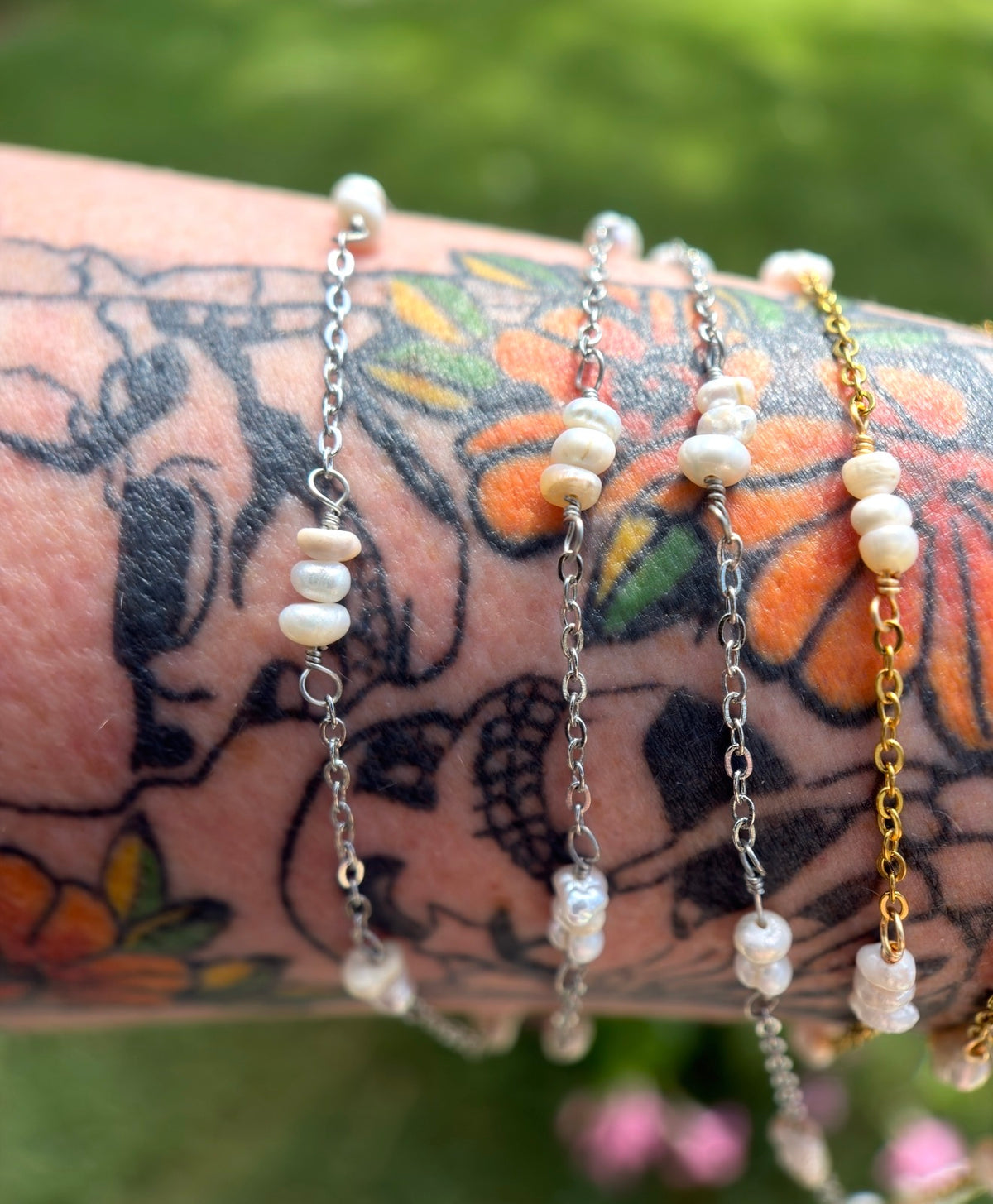 Triple Pearl Twist | Handmade Wire-Wrapped Pearl Chain