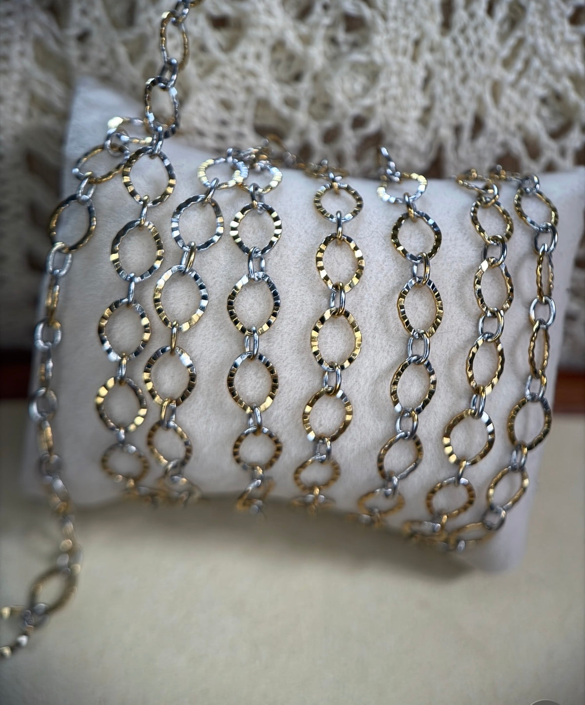 Mixed Metal Textured Oval Link Chain