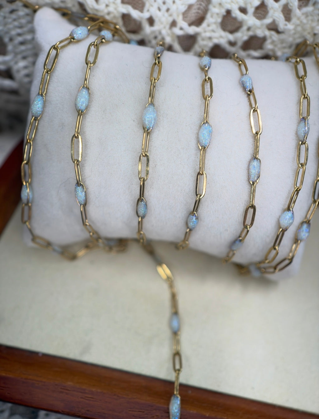 14K PVD October Sparkly Opal Paper Clip