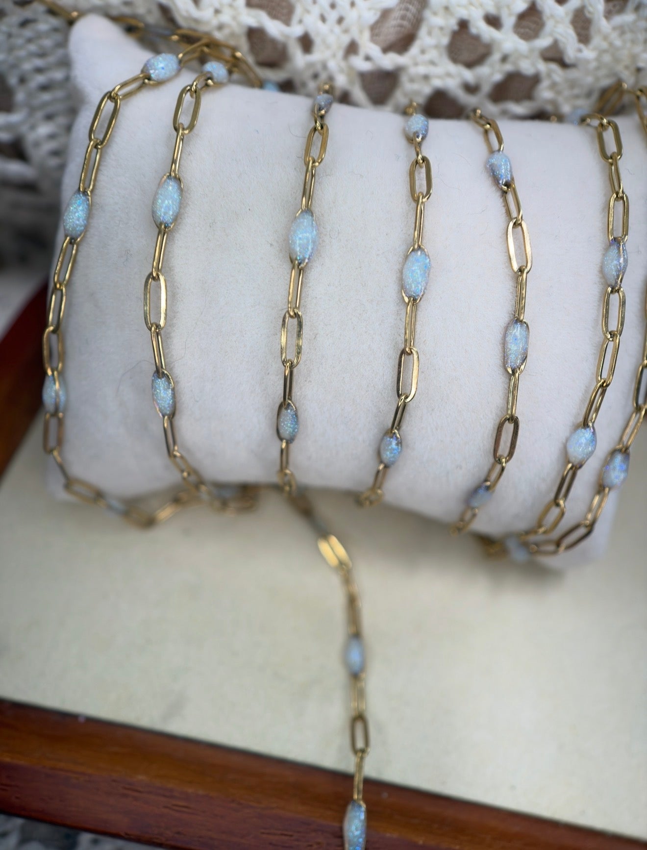 14K PVD October Sparkly Opal Paper Clip