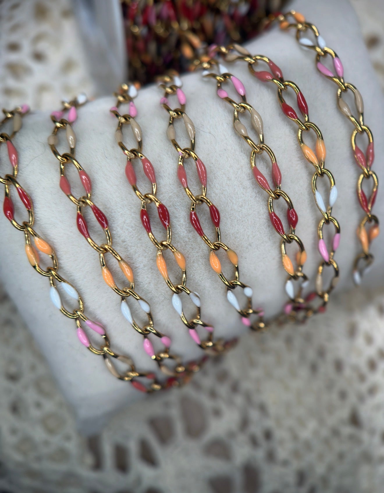 Cream Soda Enamel Oval Link Chain