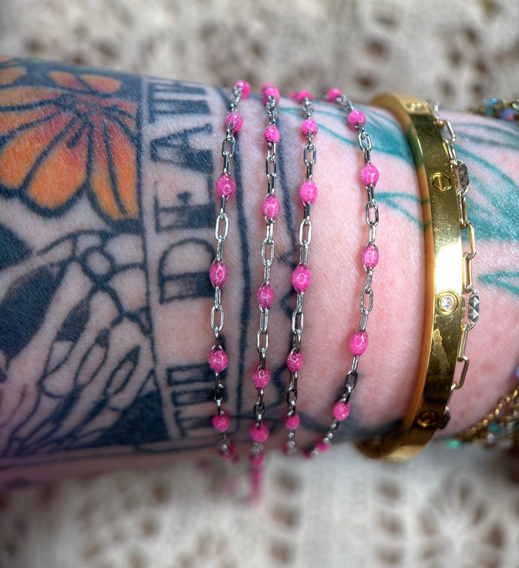 Pretty in Pink Sunburst Paperclip Chain