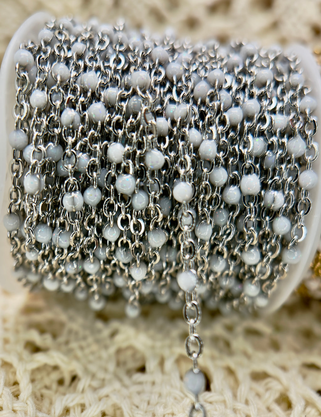 Snowflake Stardust™ Sparkly White Enamel Sat
