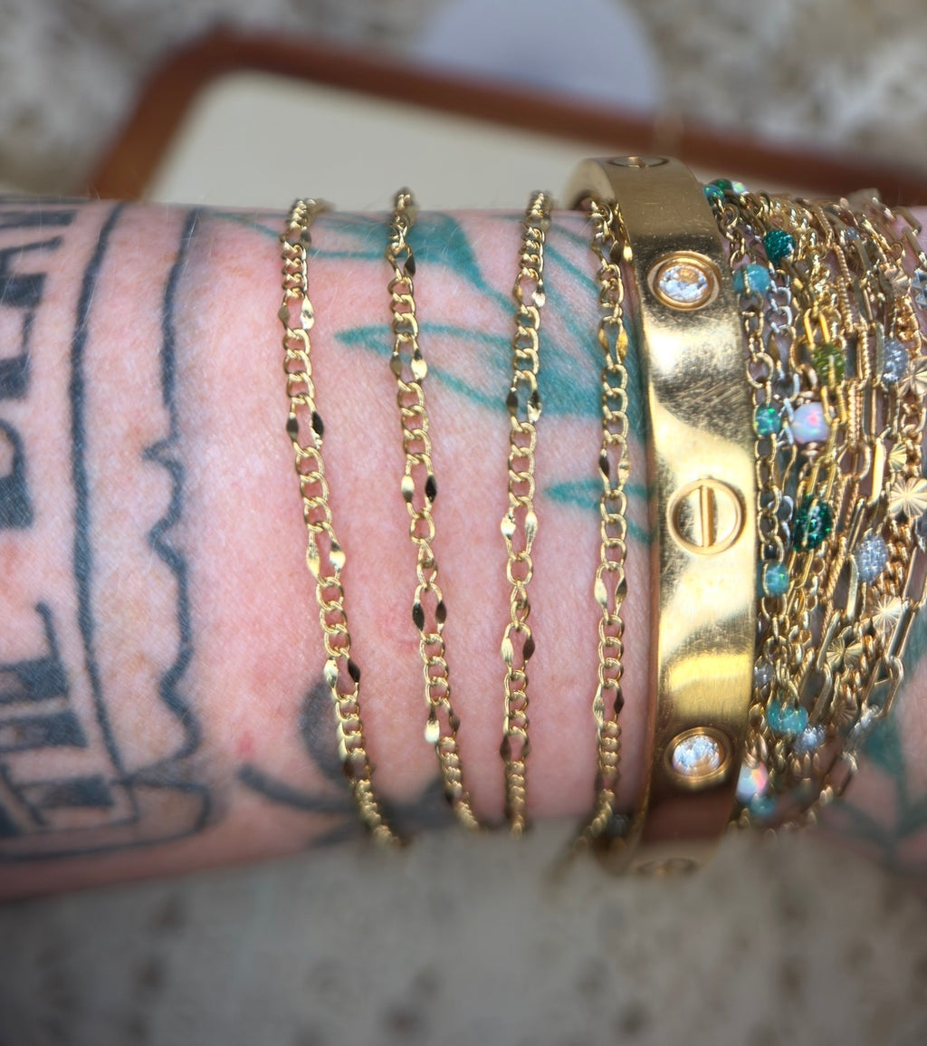 The Sedona | Dainty 14K PVD Gold Figaro Chain