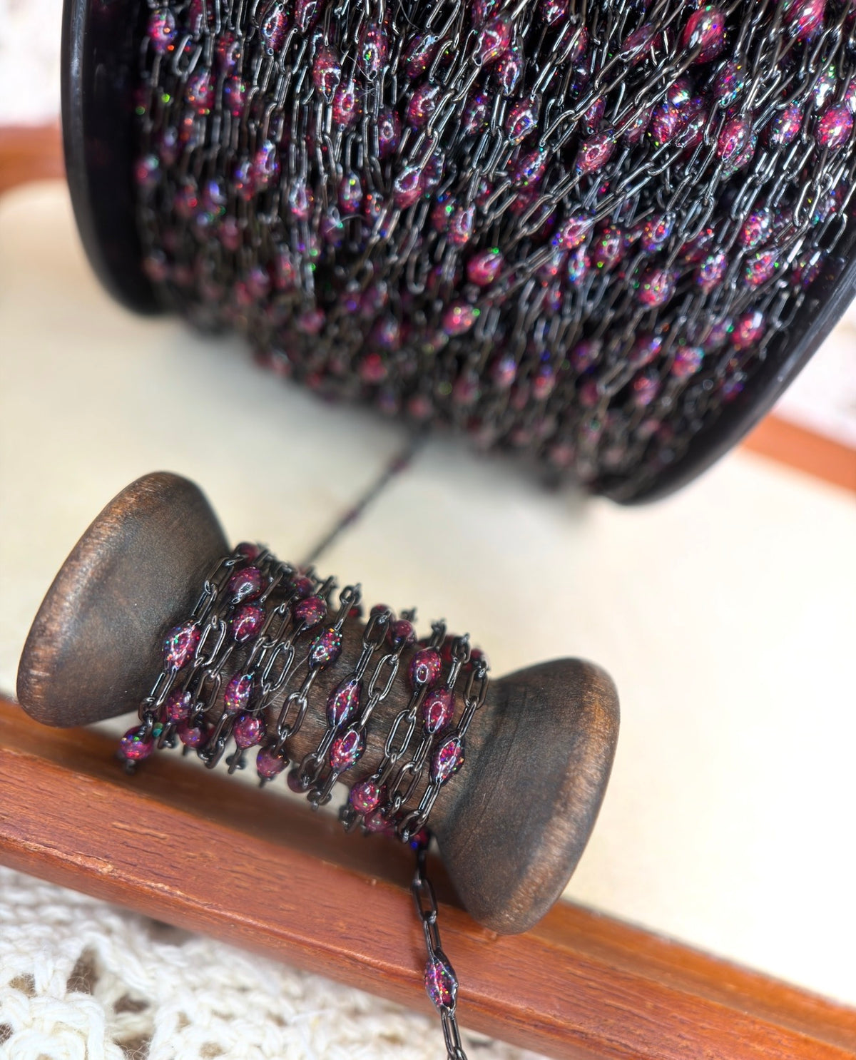 Beyond the Stars: Black Sunburst Galaxy Chain