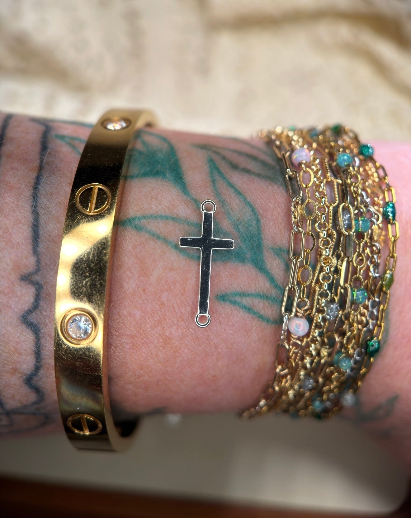 Sterling silver Cross connector charm