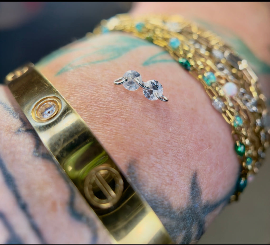 Luxe Link|Triple CZ Connector Charm | Pre-Drilled • Permanent Jewelry Ready