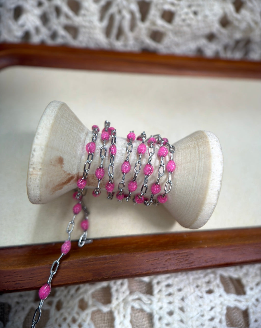 Pretty in Pink Sunburst Paperclip Chain