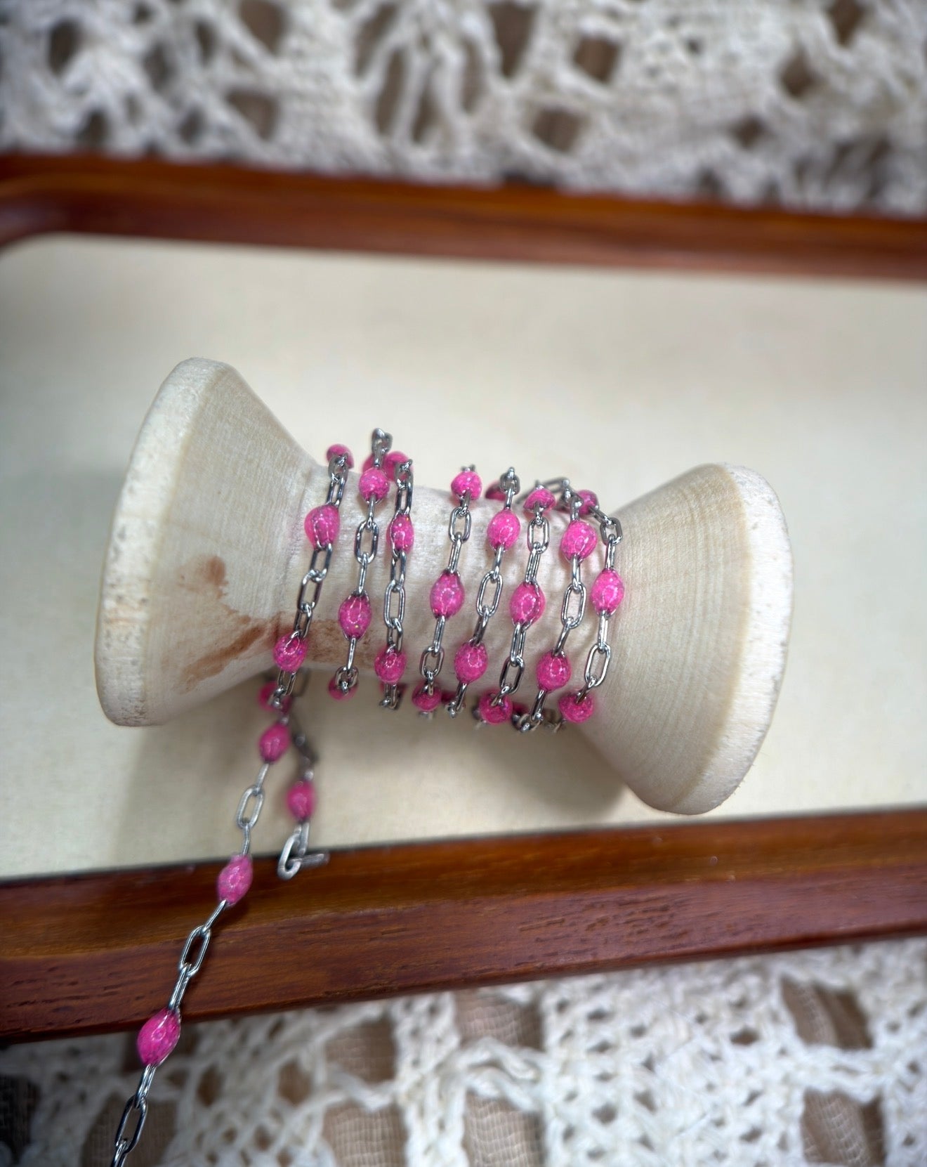 Pretty in Pink Sunburst Paperclip Chain