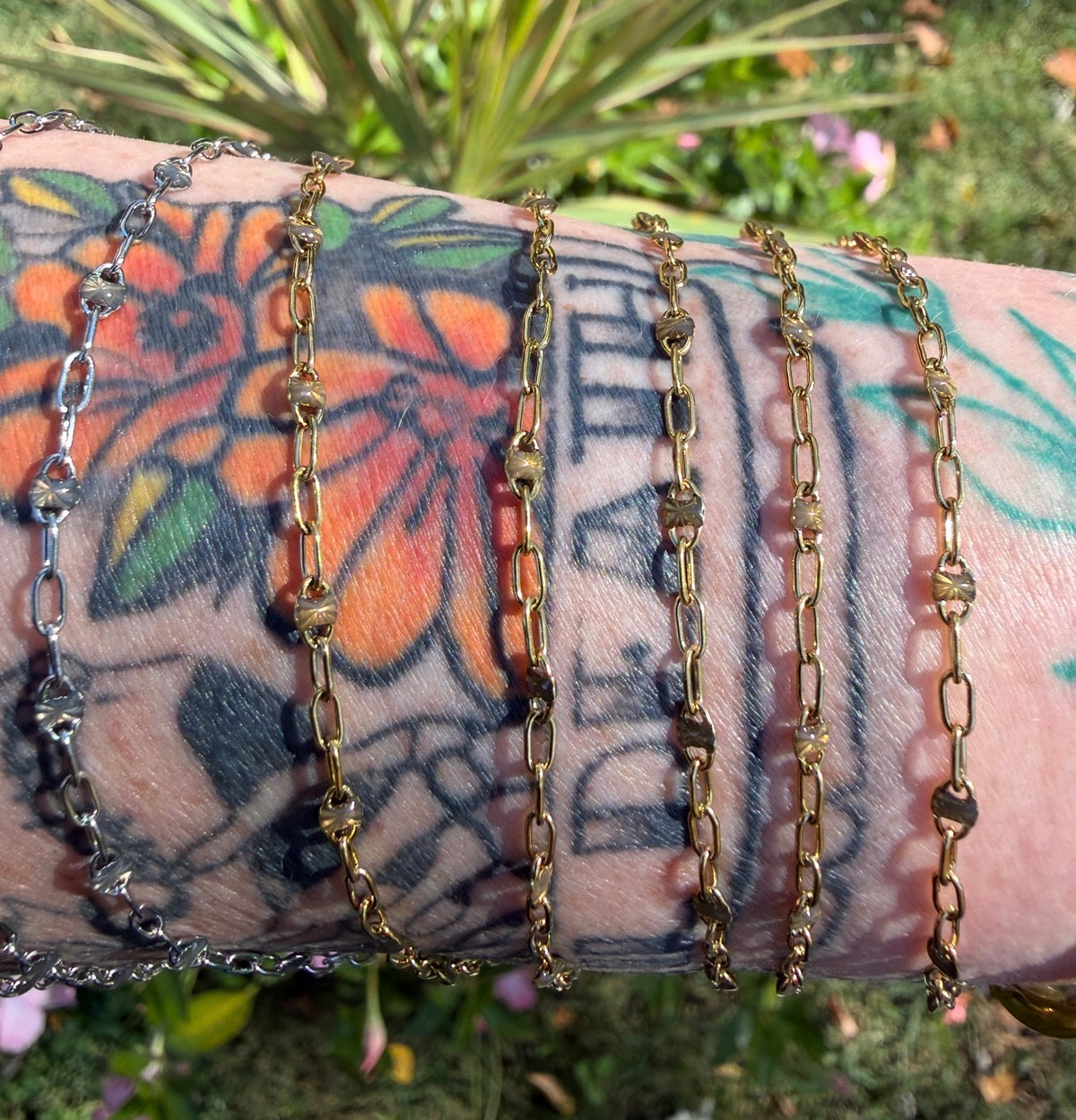 Smoky Aurora Sunburst Paperclip Chain 1:3