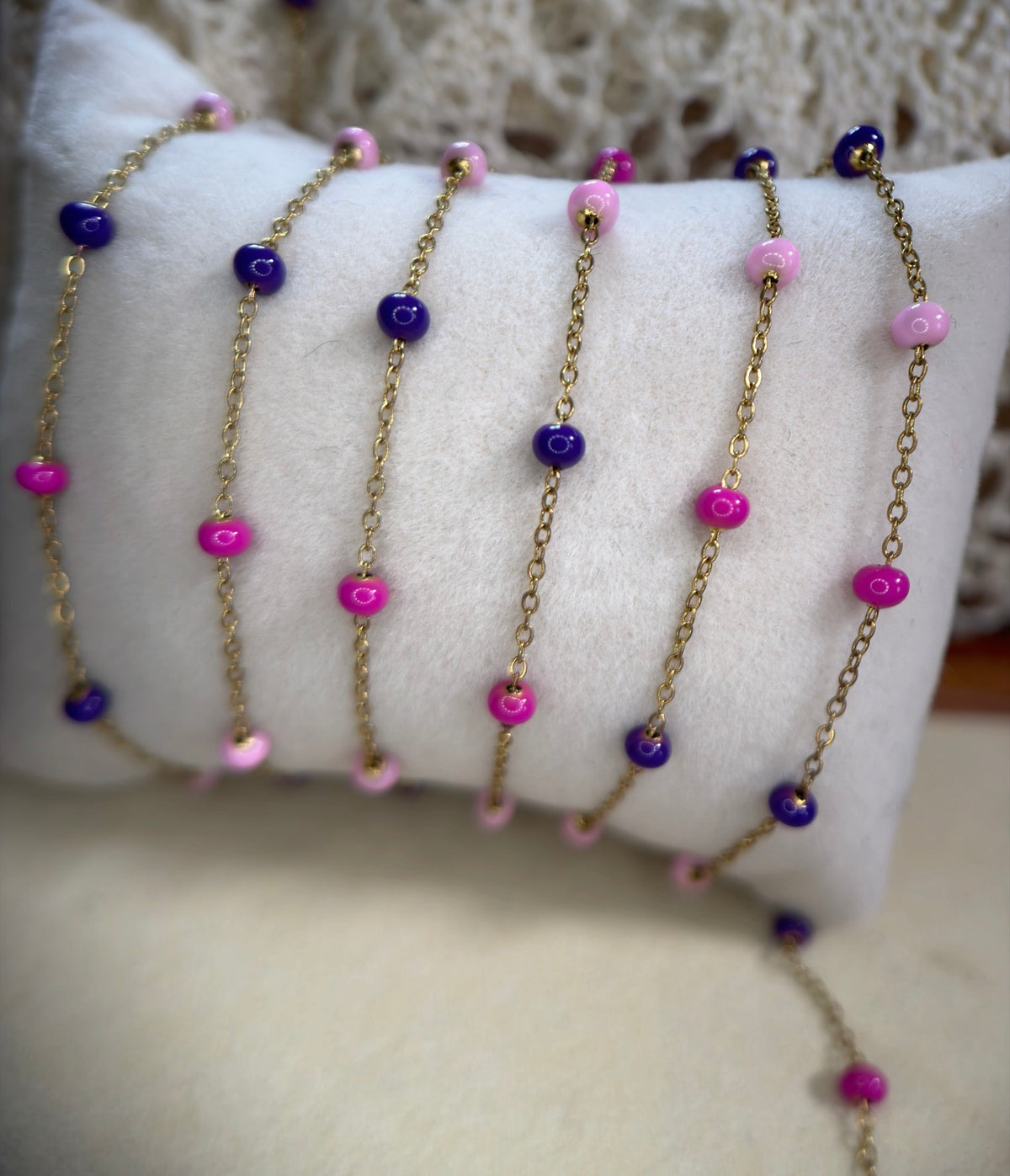 Lush Baddie — Pink & Purple Enamel Satellite Chain