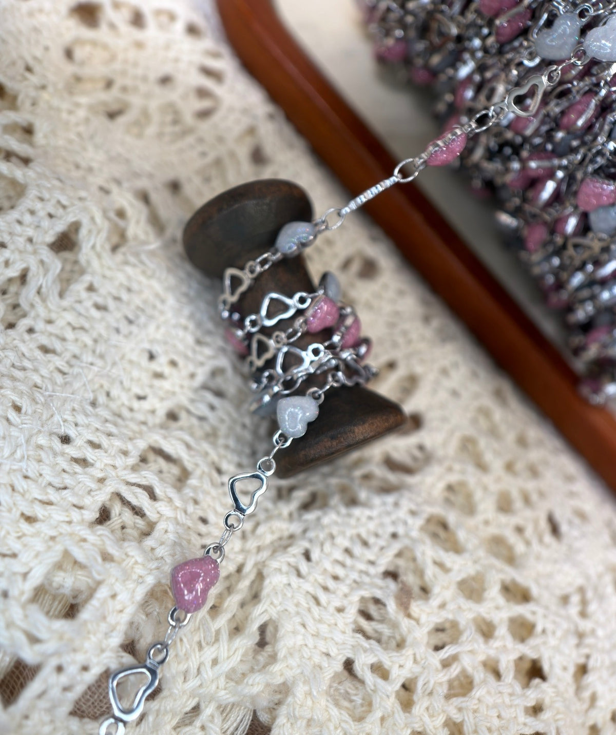 Blushing Sweetheart Pink & White Heart Chain
