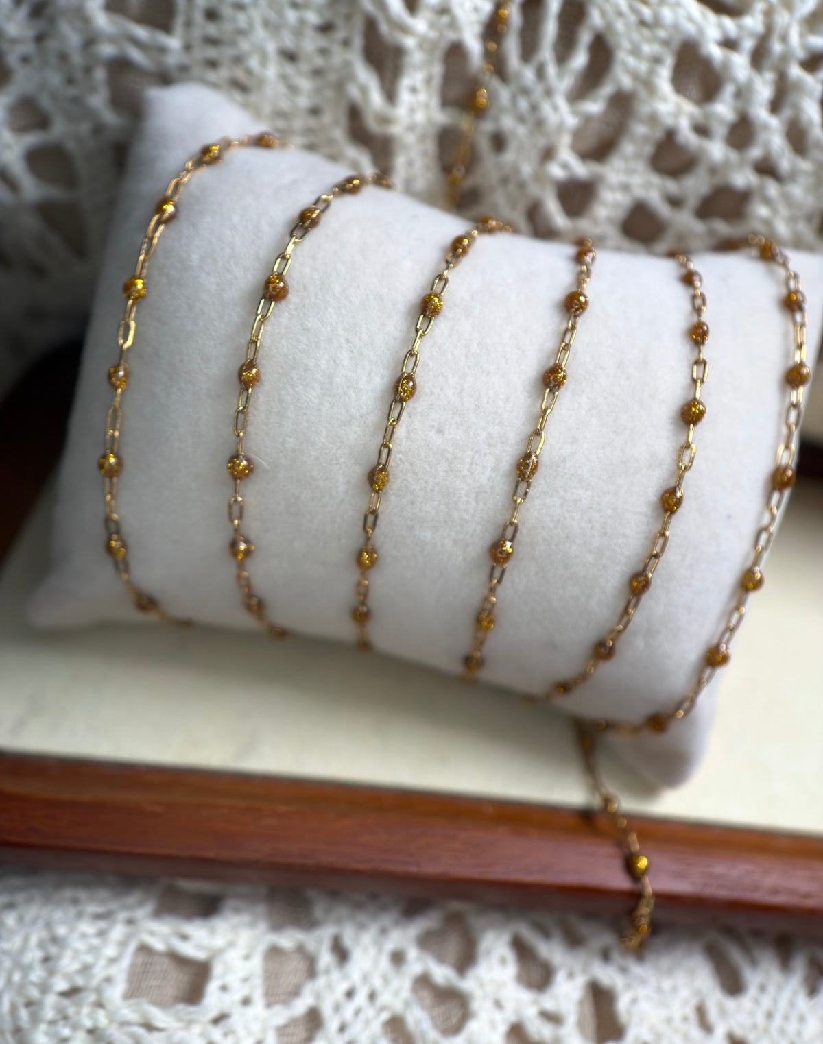 Autumn Leaves — Melted Gold Sparkle Satellite Chain 🍂✨