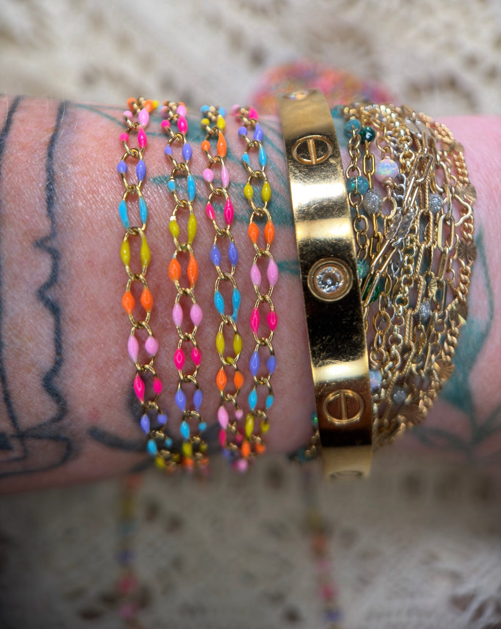 Rainbow Summer Sunset | Oval Link Chain