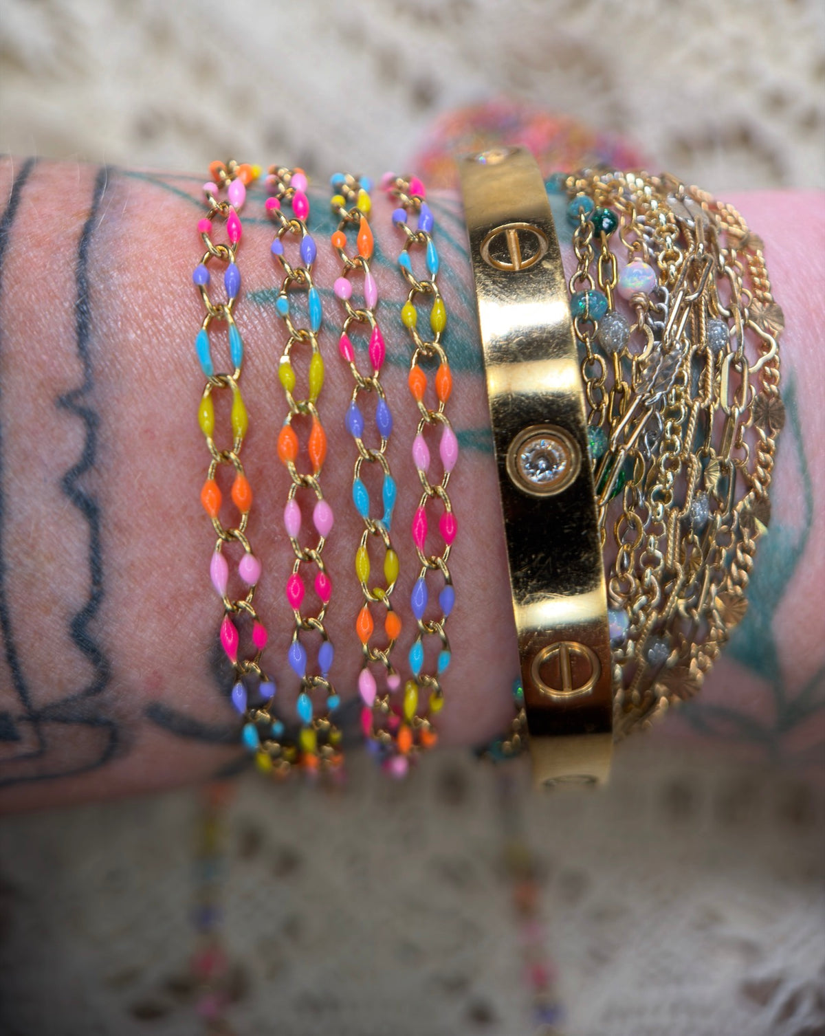 Rainbow Summer Sunset | Oval Link Chain