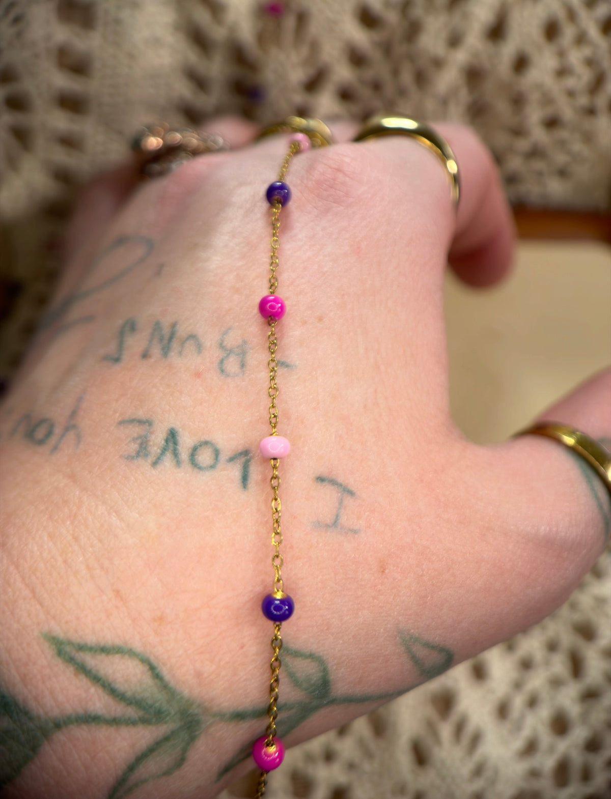 Lush Baddie — Pink & Purple Enamel Satellite Chain