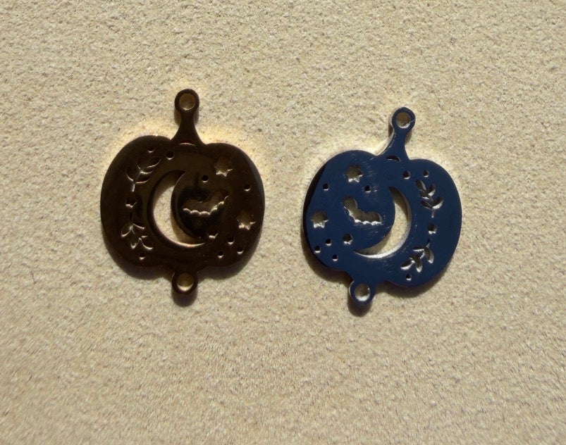 Midnight Moon Pumpkin Connector Charm
