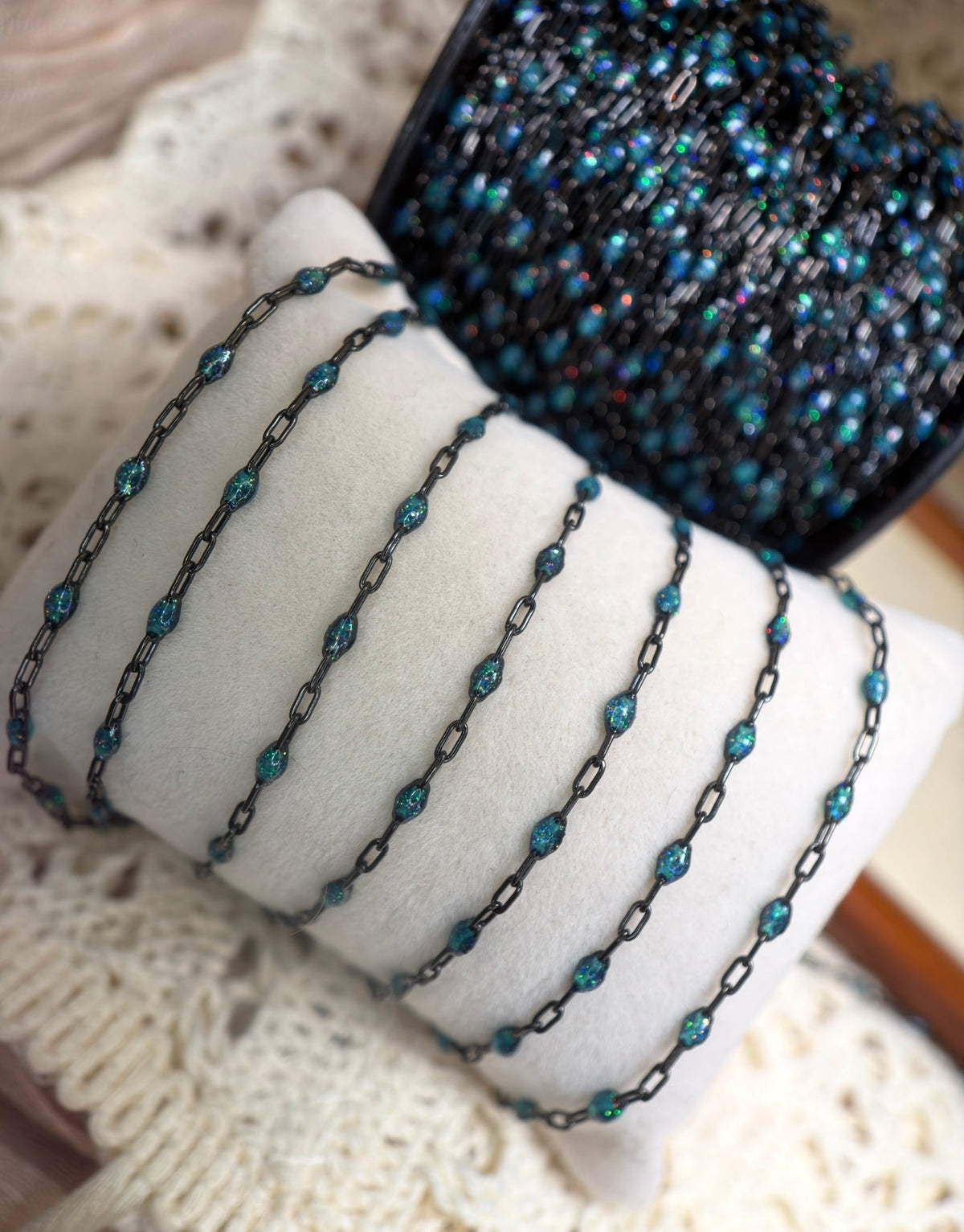 Beyond the Stars: Black Sunburst Galaxy Chain