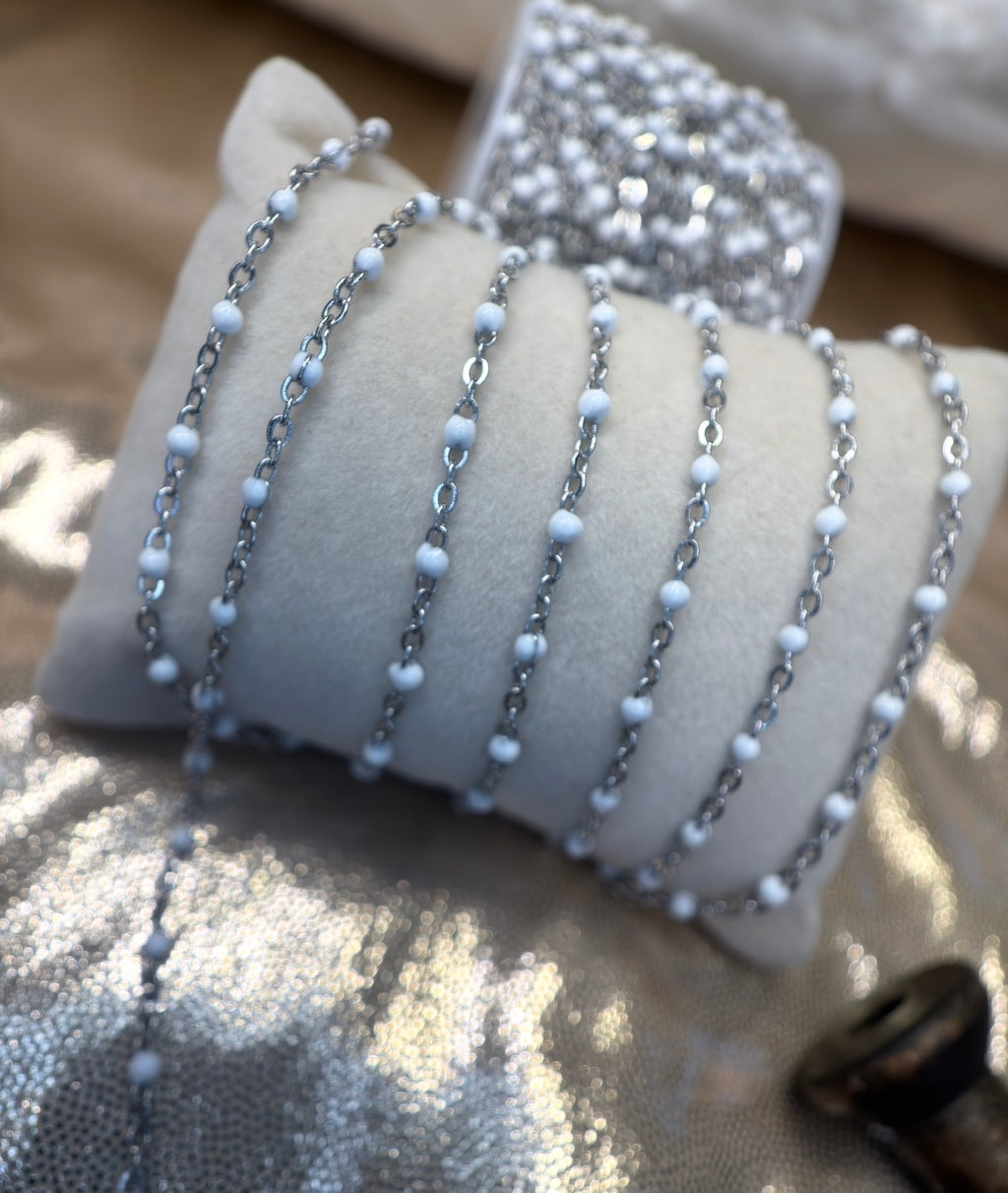 Cloud Nine ✨ White Enamel Satellite Chain