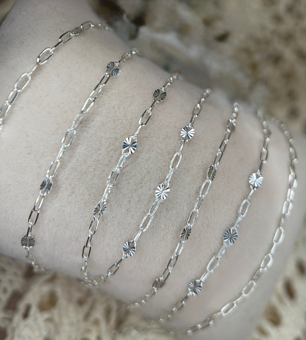 925 Sterling Silver Sunburst Paper Clip Chain 1:3