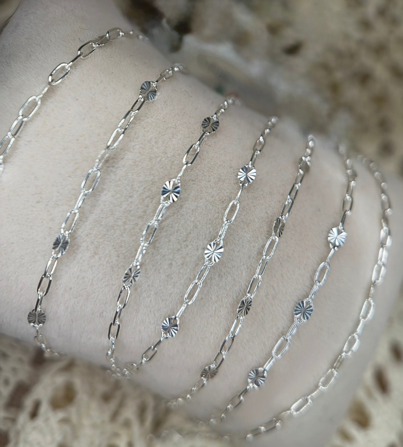 925 Sterling Silver Sunburst Paper Clip Chain 1:3