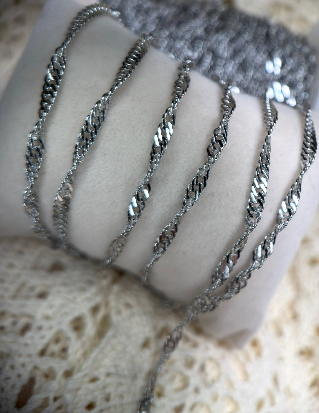 Silver Twist | Stainless Steel Singapore Chain