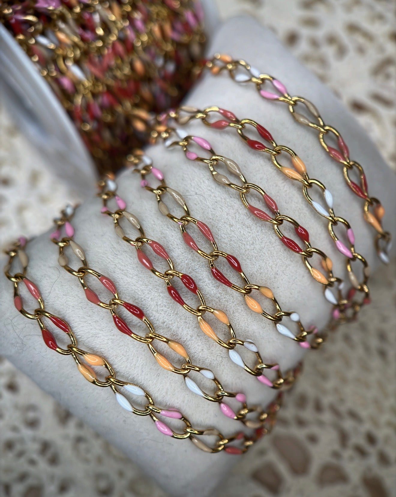 Cream Soda Enamel Oval Link Chain