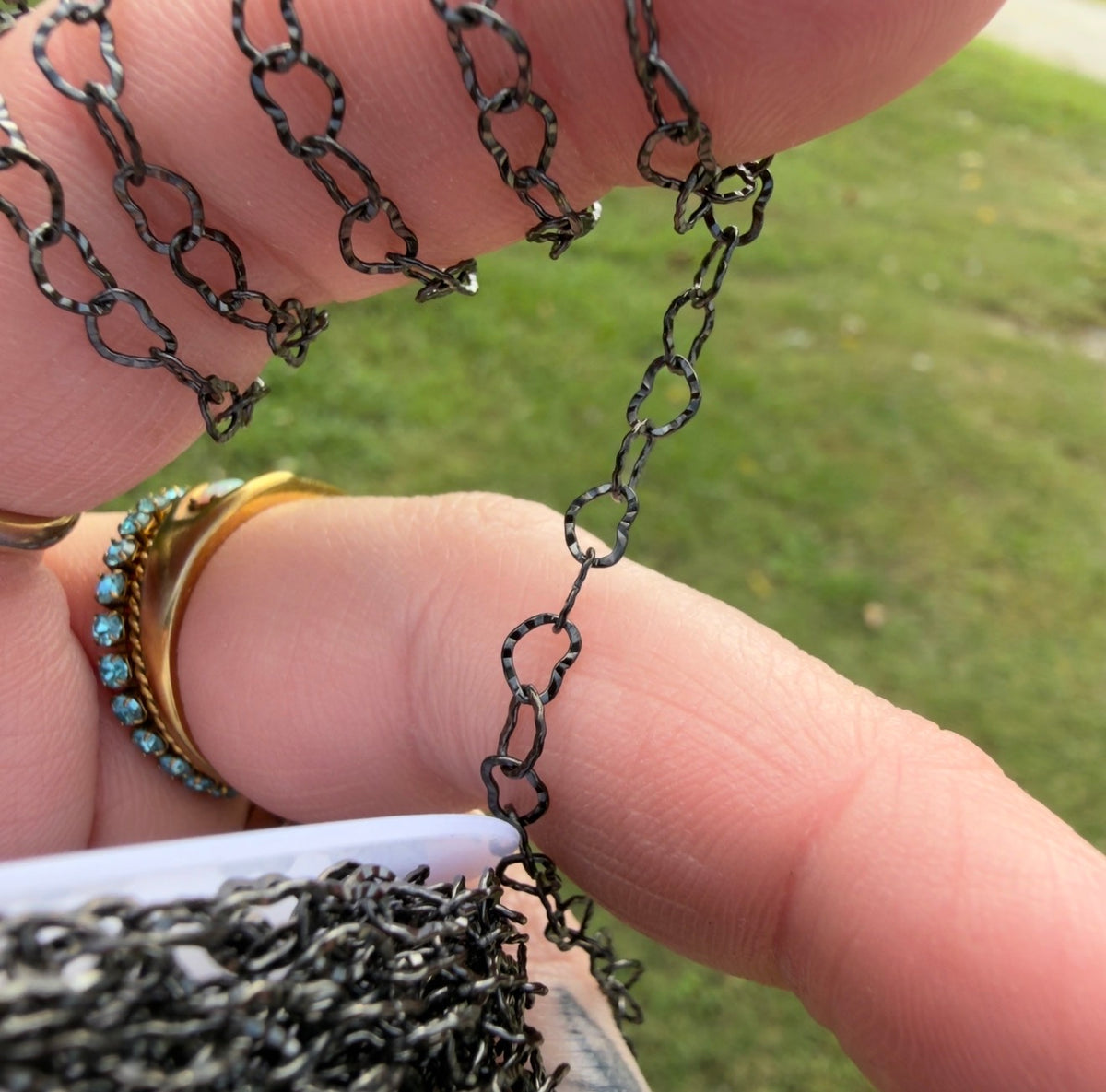 Midnight Love Textured Heart Chain