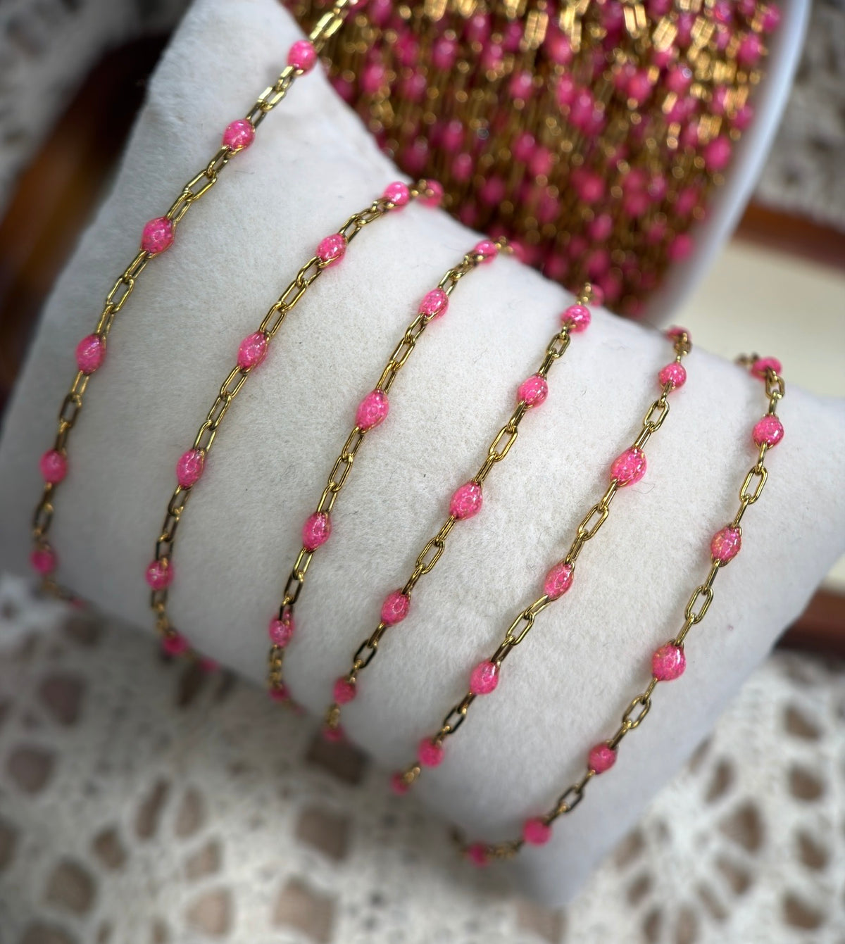 Pretty in Pink Sunburst Paperclip Chain