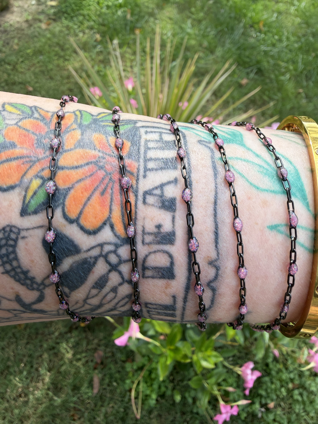 Pink After Dark Iridescent Sunburst Chain