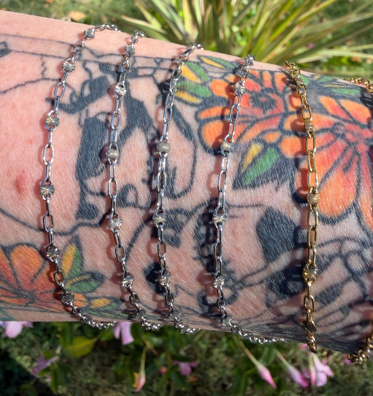 Smoky Aurora Sunburst Paperclip Chain 1:3