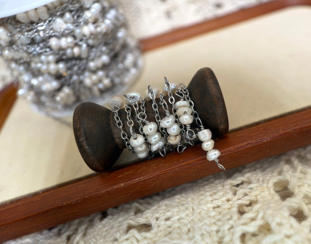 Triple Pearl Twist | Handmade Wire-Wrapped Pearl Chain