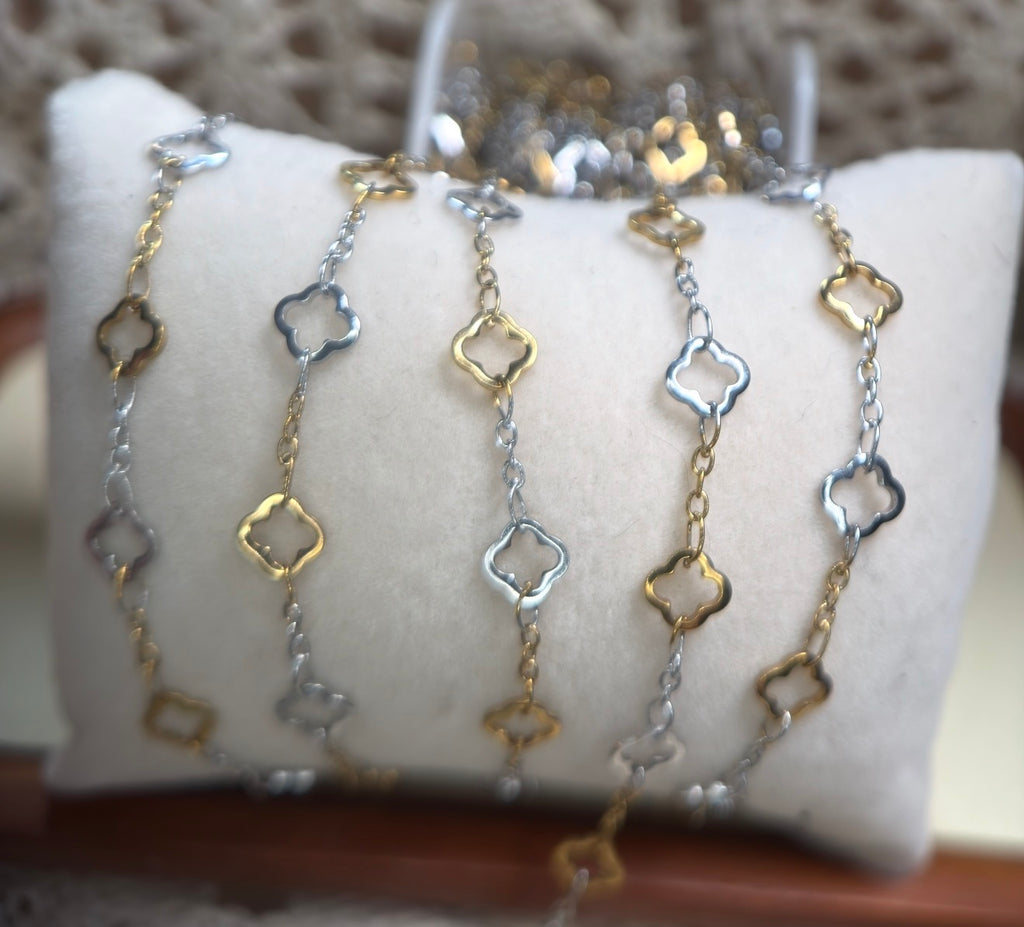 🍀 Double the Luck Two-Tone Clover Chain
