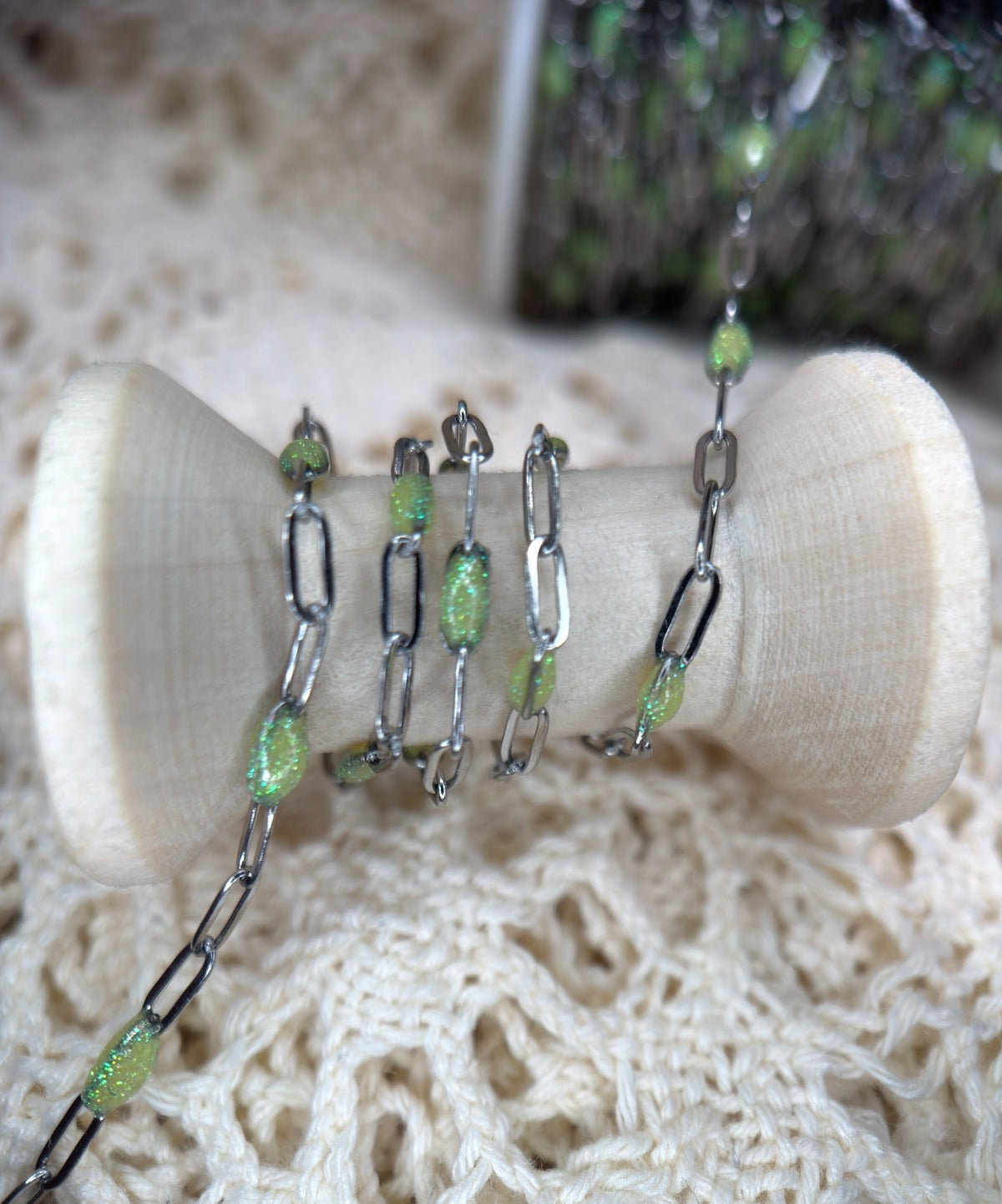 Sparkly Green Peridot ✨ | Paper Clip Chain