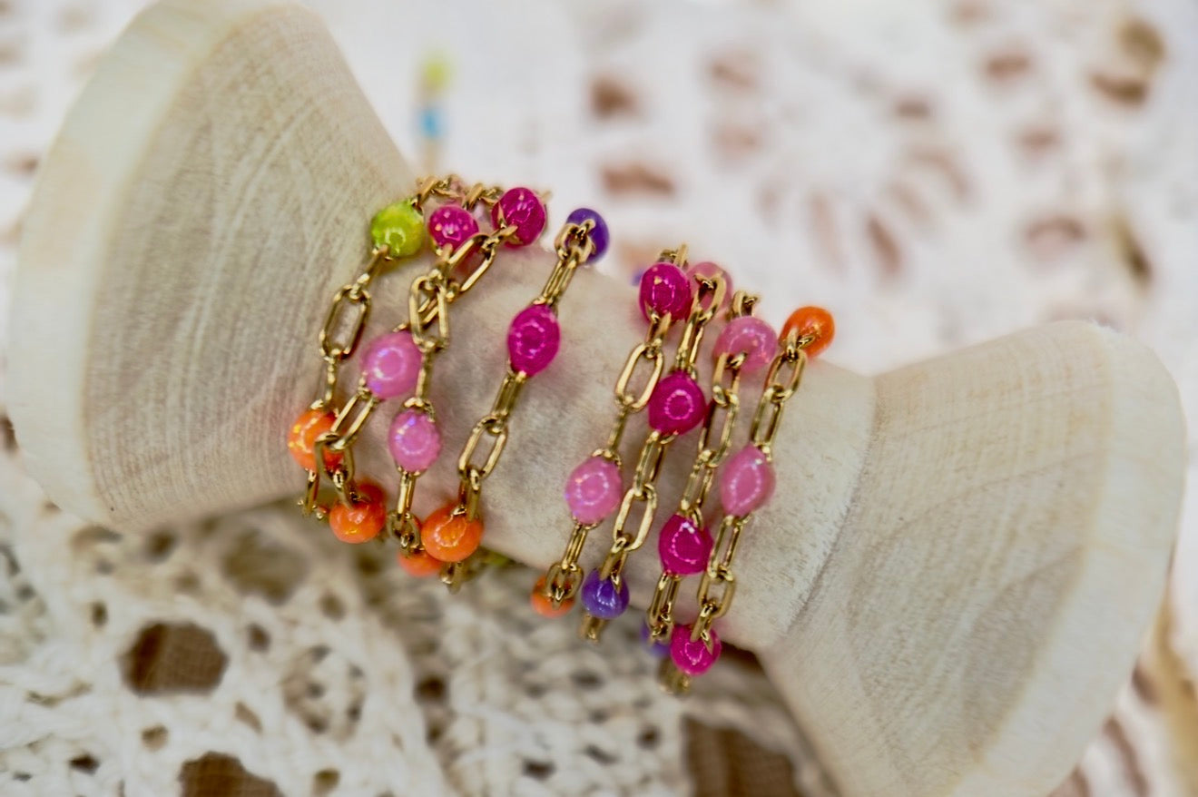 Electric Cowgirl Neon Sunburst Paper Clip Chain