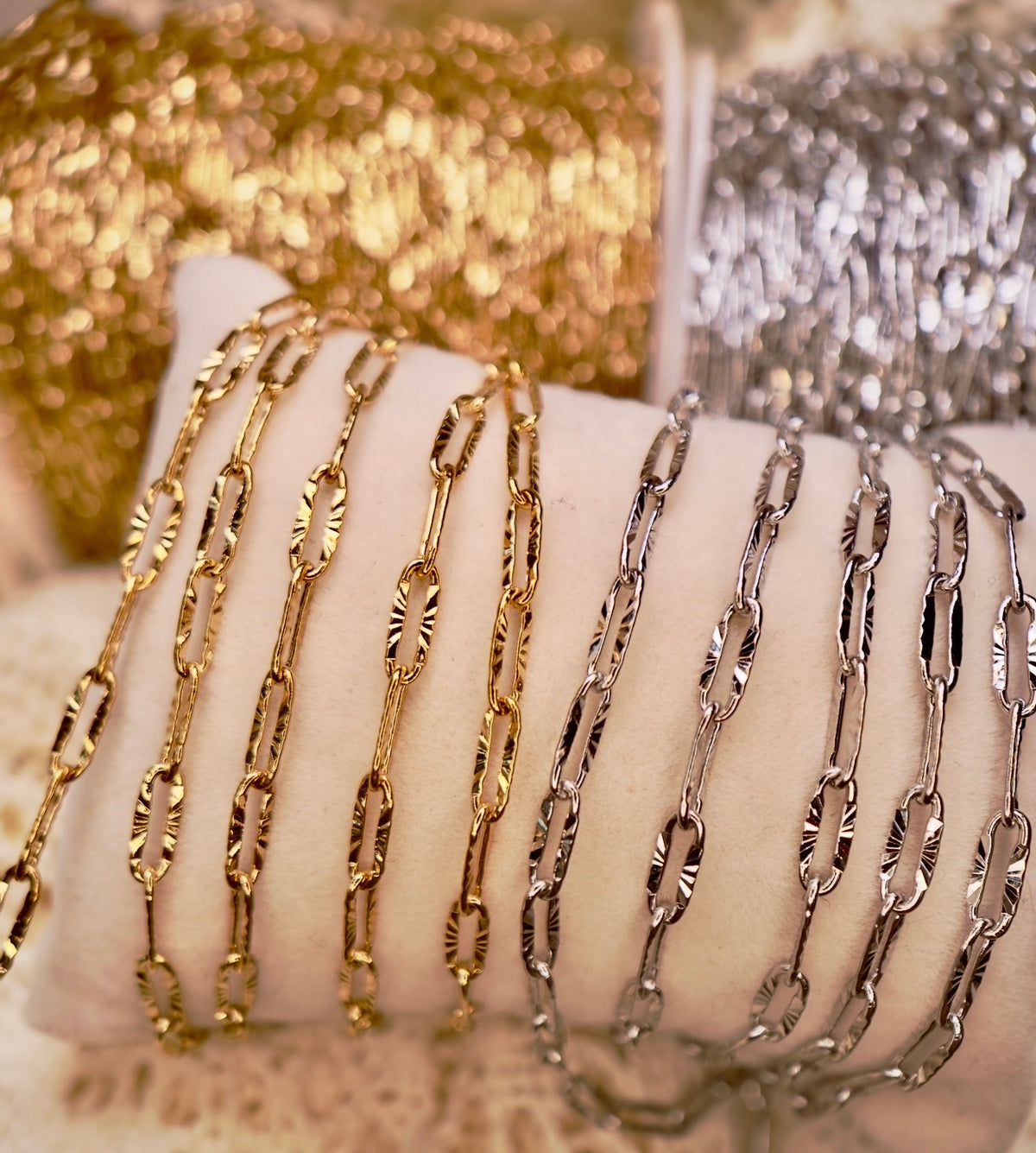 Lilly Rose Luxe Textured Paper Clip Chain 14k PVD GOLD||STAINLESS SILVER