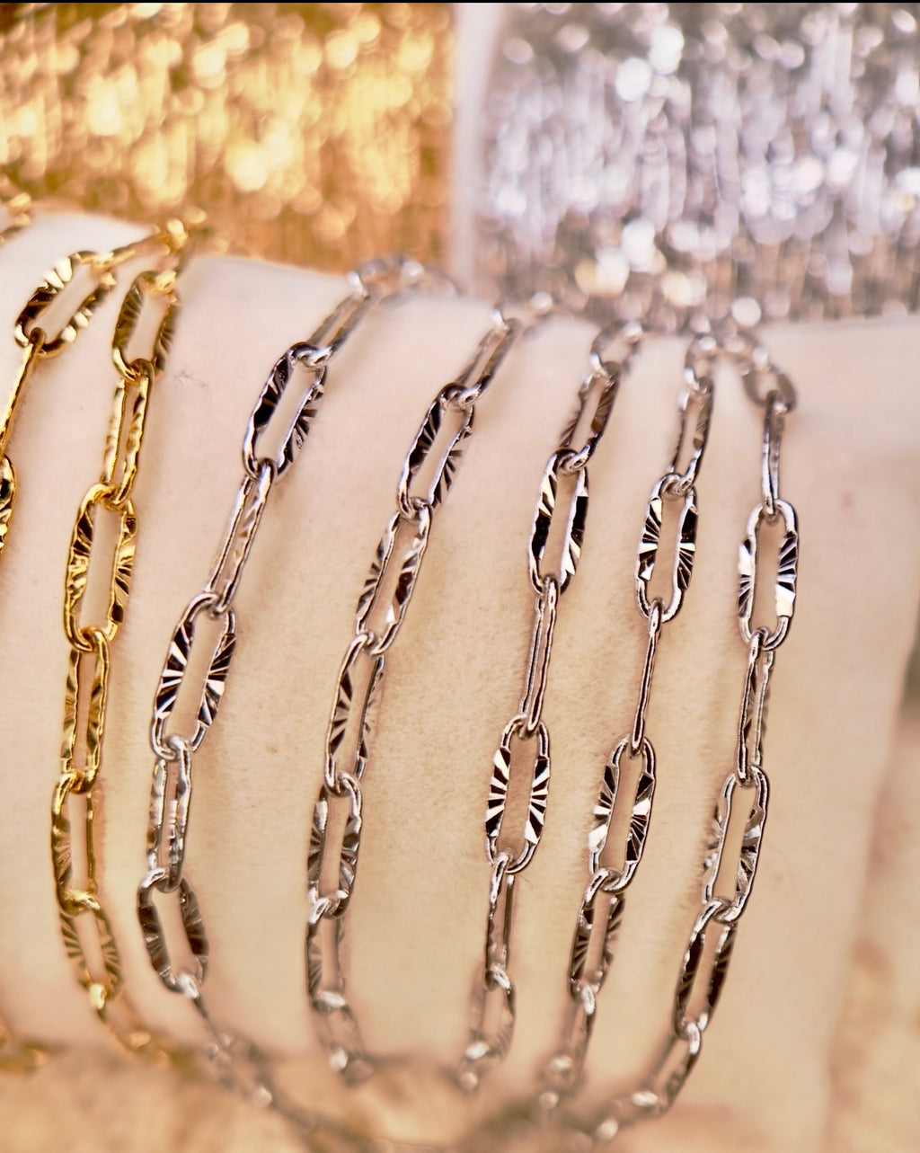 Lilly Rose Luxe Textured Paper Clip Chain 14k PVD GOLD||STAINLESS SILVER