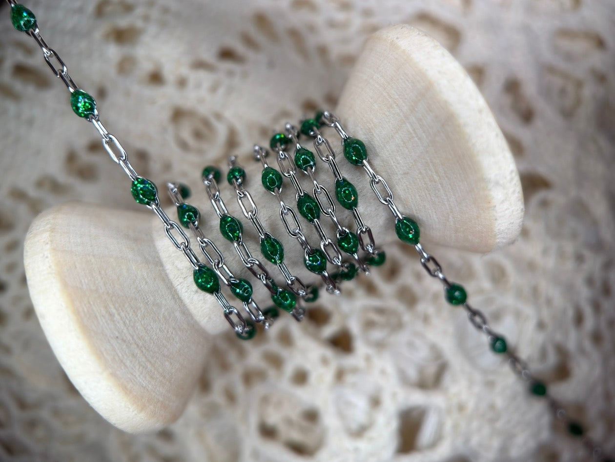 14K PVD/316 Stainless Steel Birthstone - May Emerald