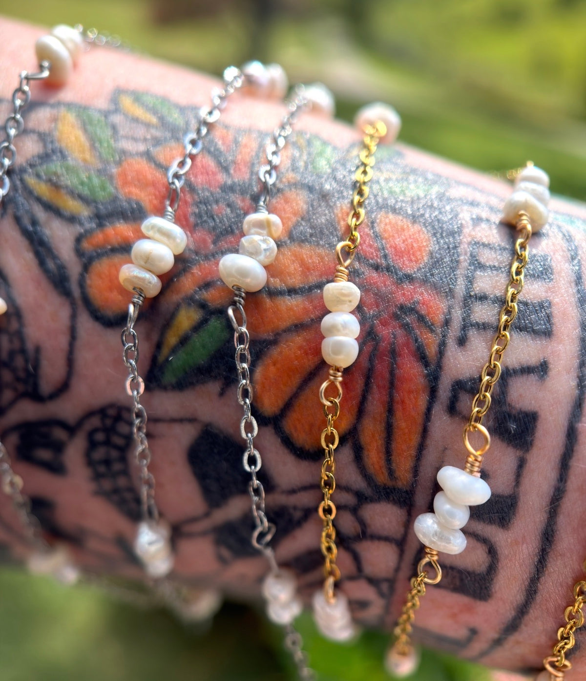 Triple Pearl Twist | Handmade Wire-Wrapped Pearl Chain