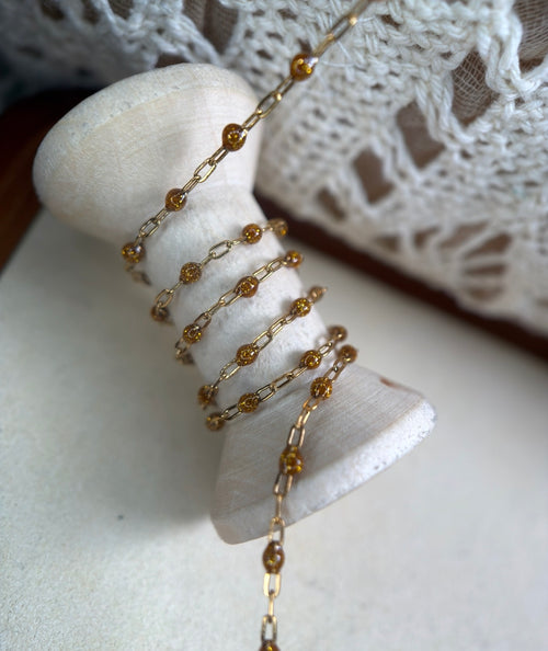 Autumn Leaves — Melted Gold Sparkle Satellite Chain 🍂✨
