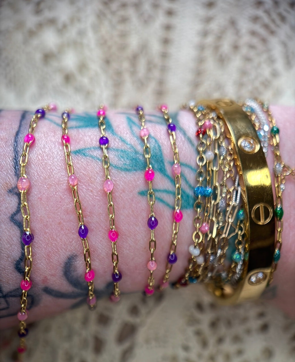 Lush Baddie Ombré Sunburst Paper Clip Chain