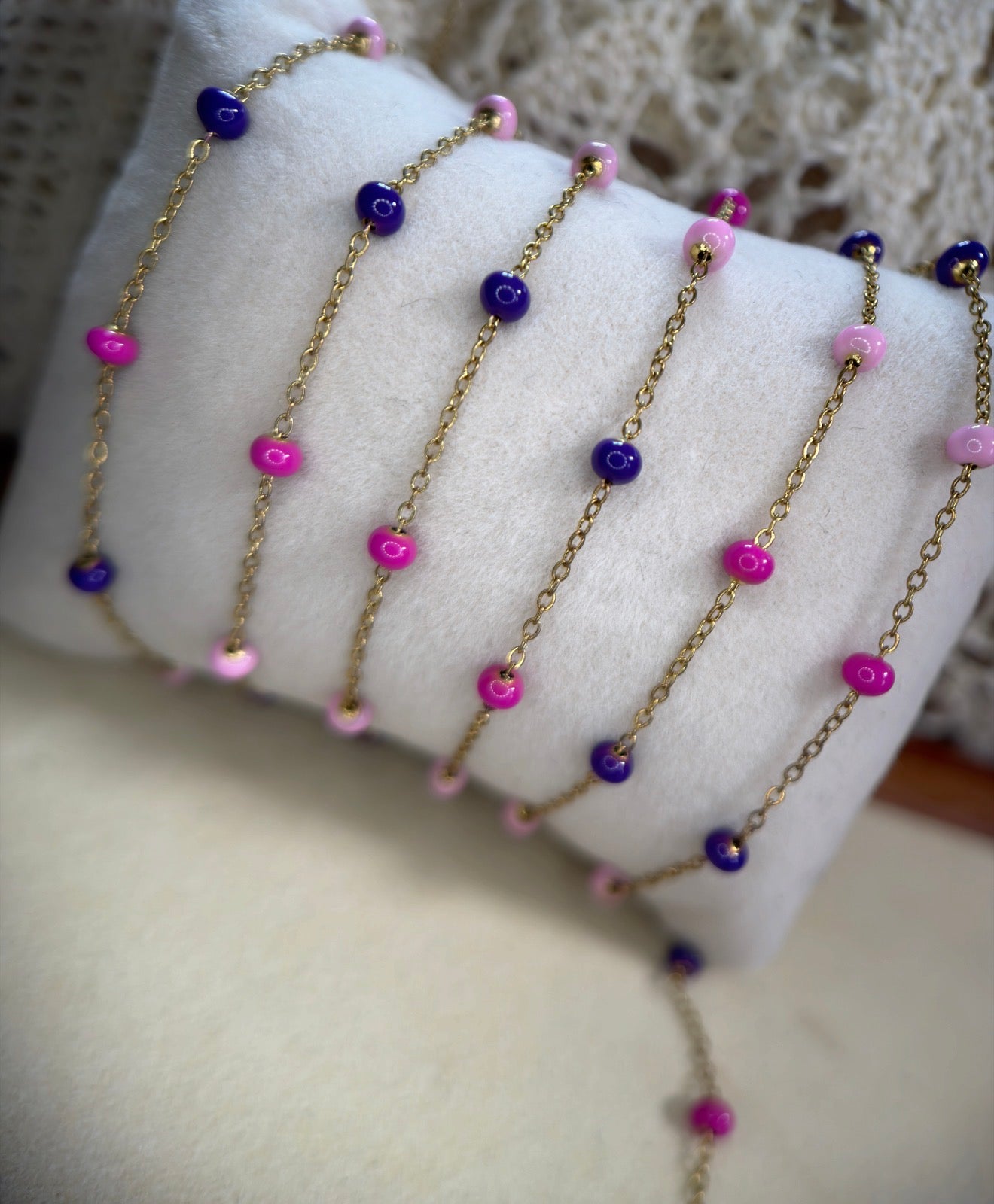 Lush Baddie — Pink & Purple Enamel Satellite Chain